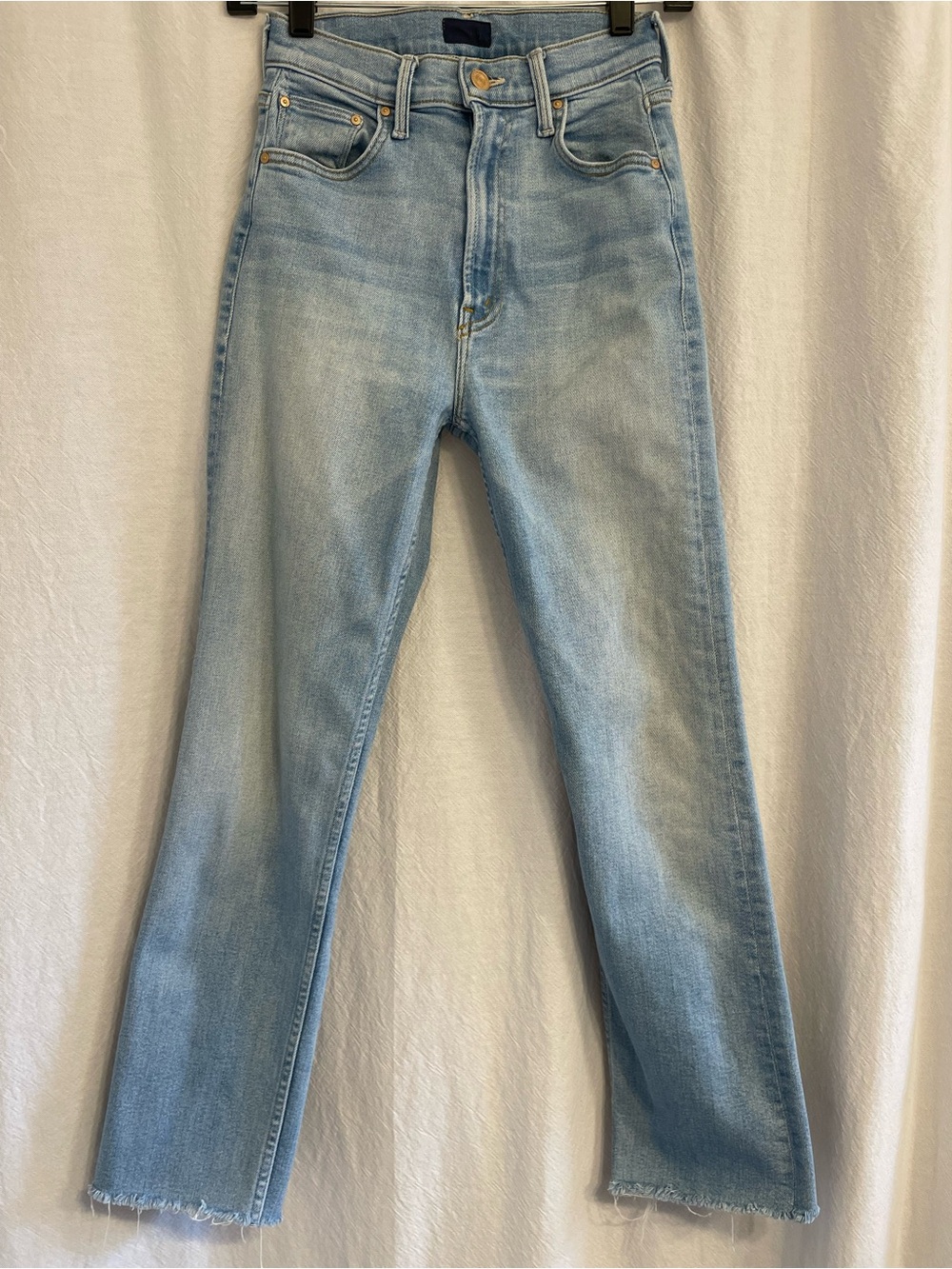 MOTHER “High Waisted Rider Skimp” light blue jeans, size 25